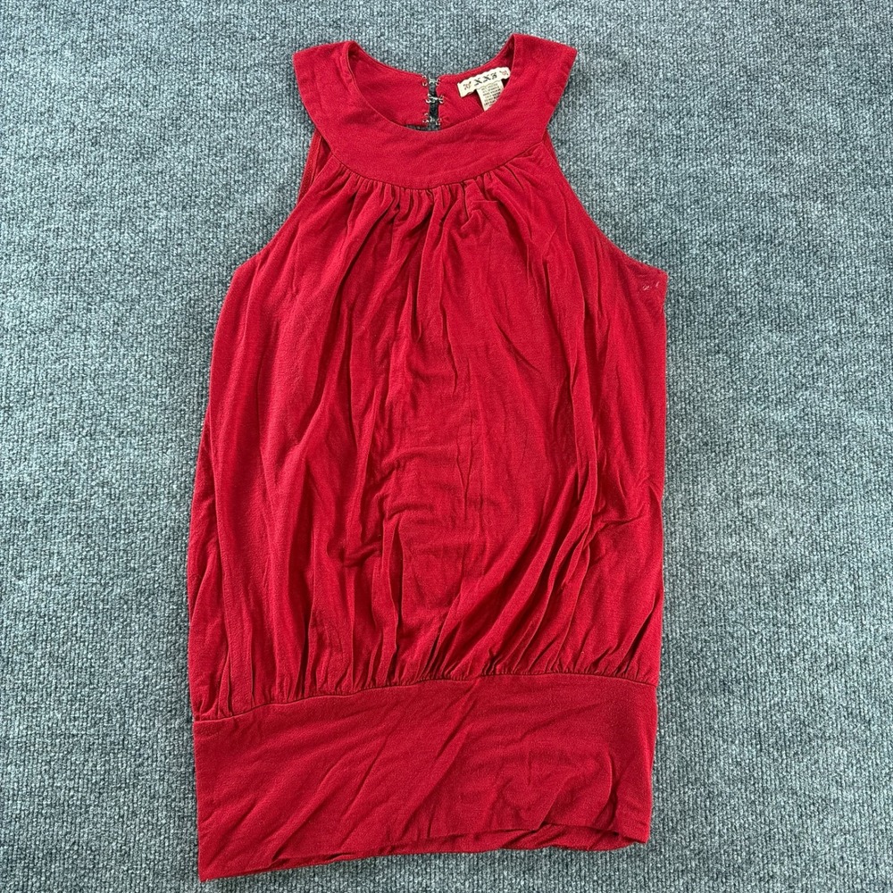 XXI Forever Red Sleeveless Draped Open Back Blouson Top Medium Going Out Party